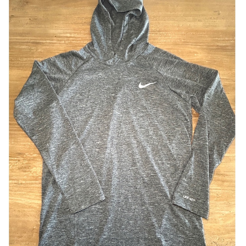 Nike Swim Dri-FIT‎ Hoodie Heather Gray UPF 40+ NESSB669 Small Mens